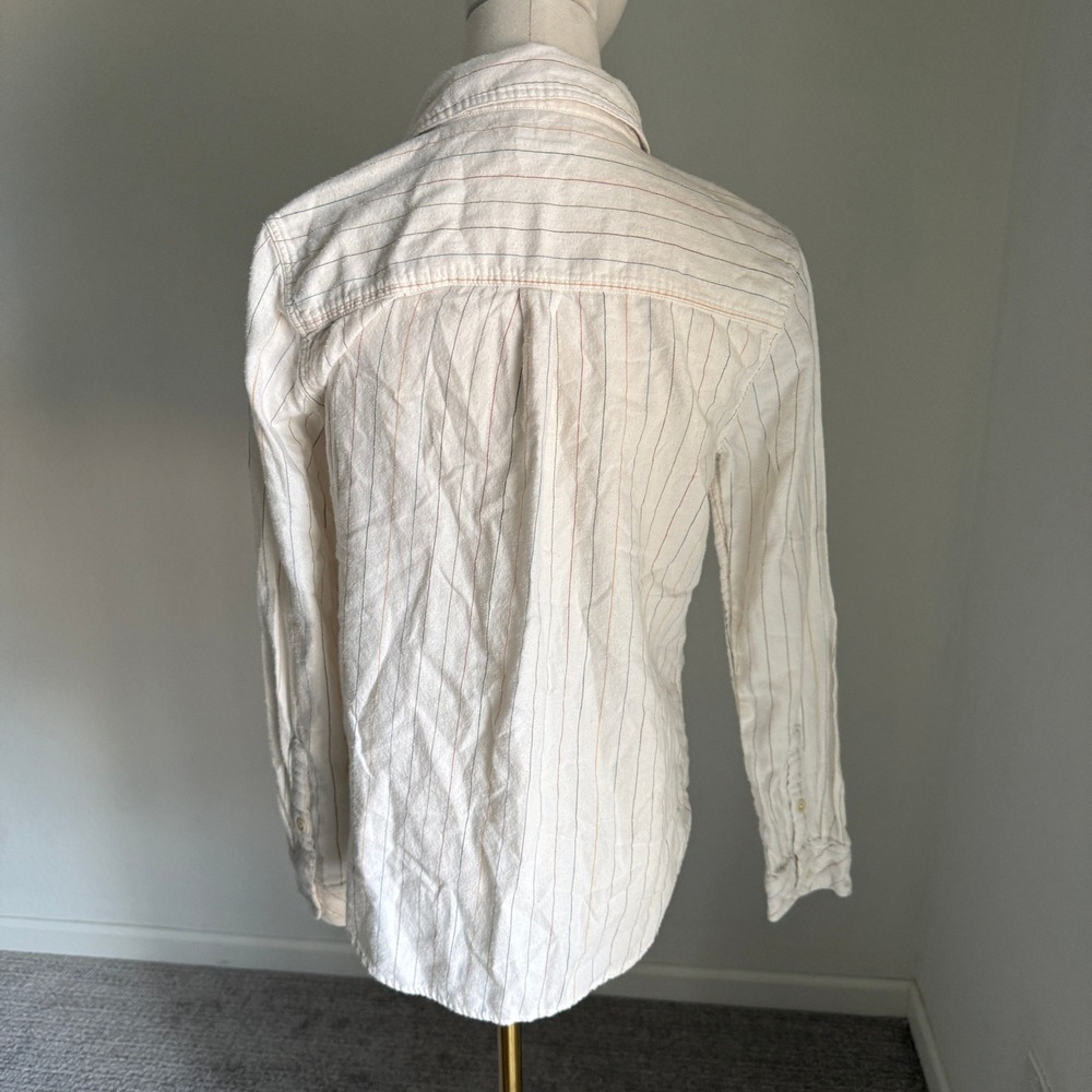 Faherty Women's Organic Cotton Striped Button Down Shirt White Small Long Sleeve - Picture 6 of 8